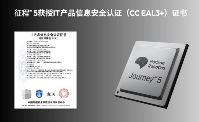 征程5获授IT产品信息安全认证（CC EAL3 ）证书