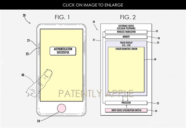 苹果新专利曝光：可通过iPhone电源键机进行指纹识别