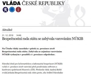 捷克政府发表声明: 纠正对华为的错误警示