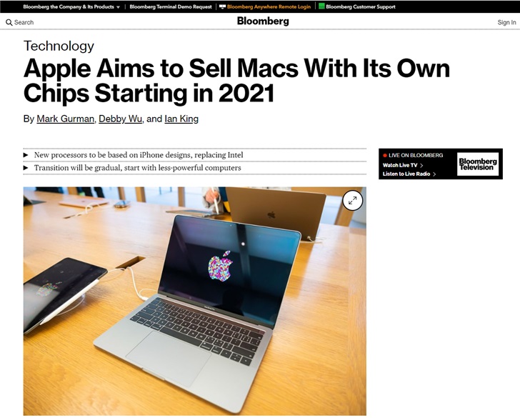 彭博：苹果明年推ARM版Mac，基于5纳米工艺